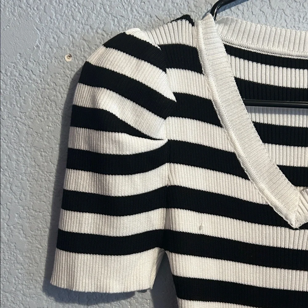 Striped Black and White Knit Dress - Picture 4 of 7
